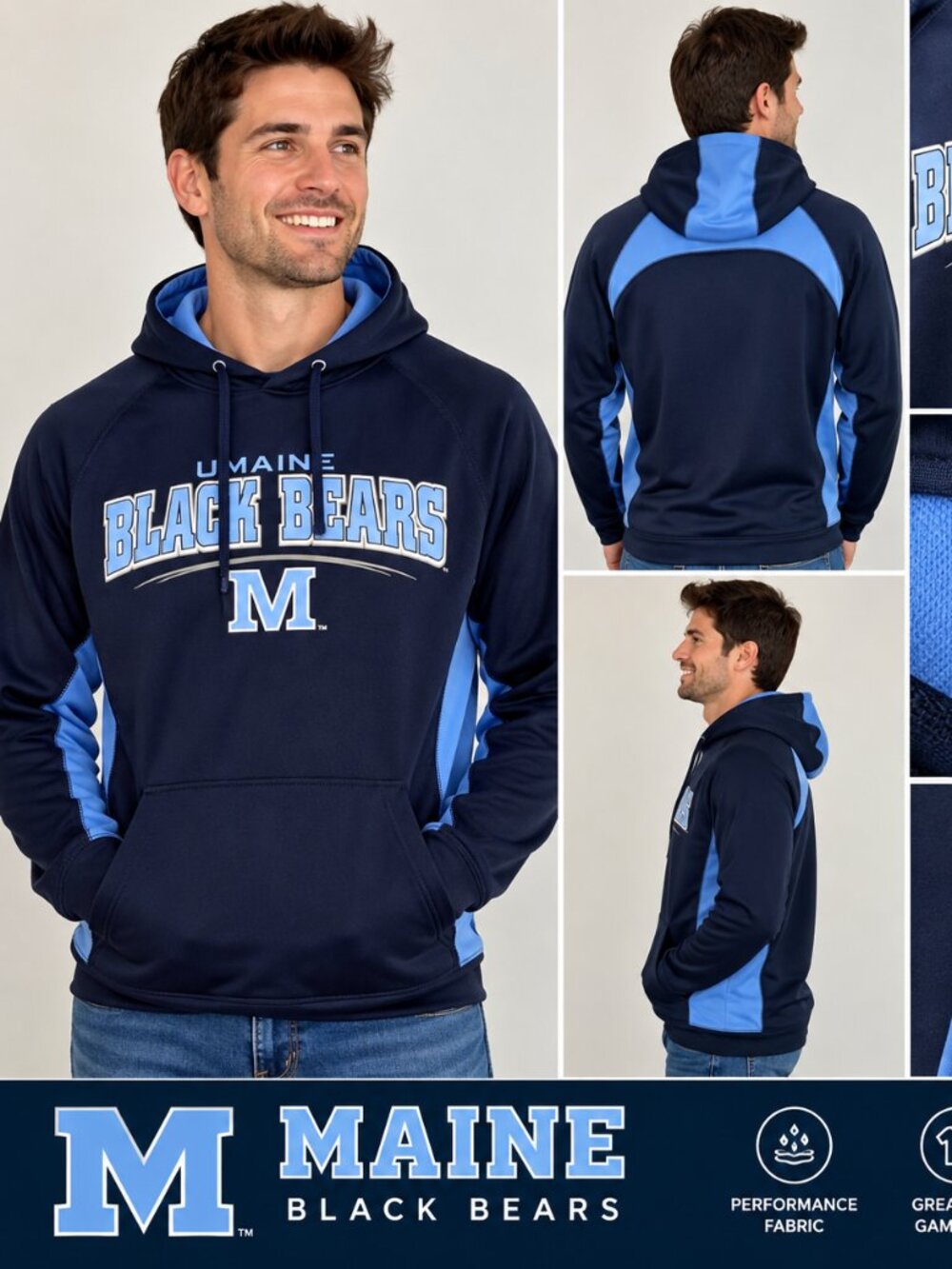 J America Maine Black Bears Hoodie Men’s L NCAA